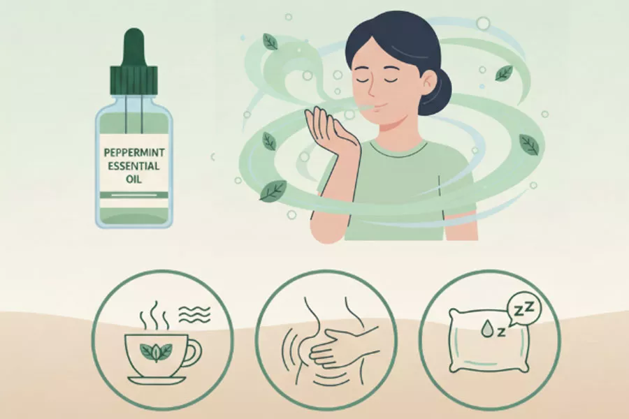 Where to put peppermint oil for nausea